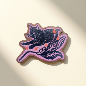 Teddy | Eco-Friendly Wooden Cat Pin